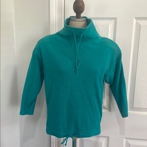 Vintage Cambridge Teal Pullover jacket long sleeve top 100% cotton Drawstring S